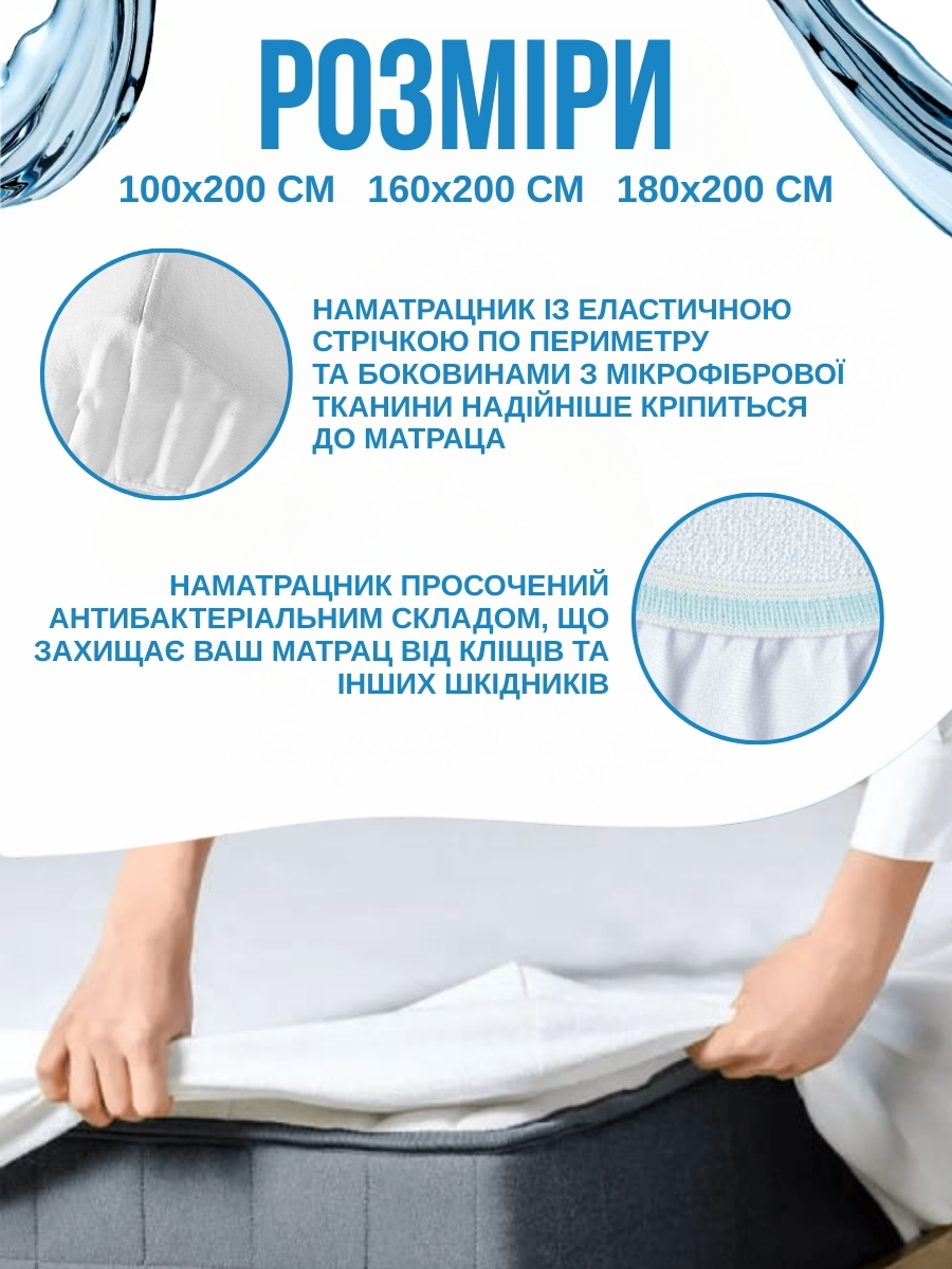 Непромокальний наматрацник з тканинним бортом на резинці