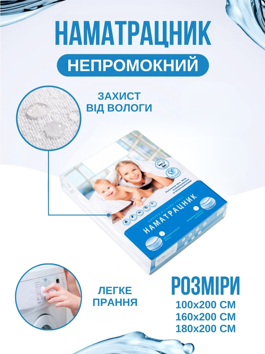 Непромокальний наматрацник з тканинним бортом на резинці